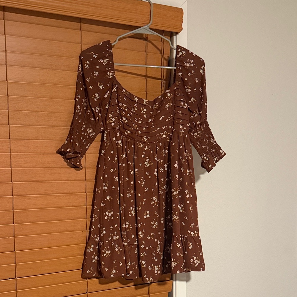 Blue Rain Brown Floral Mini Dress